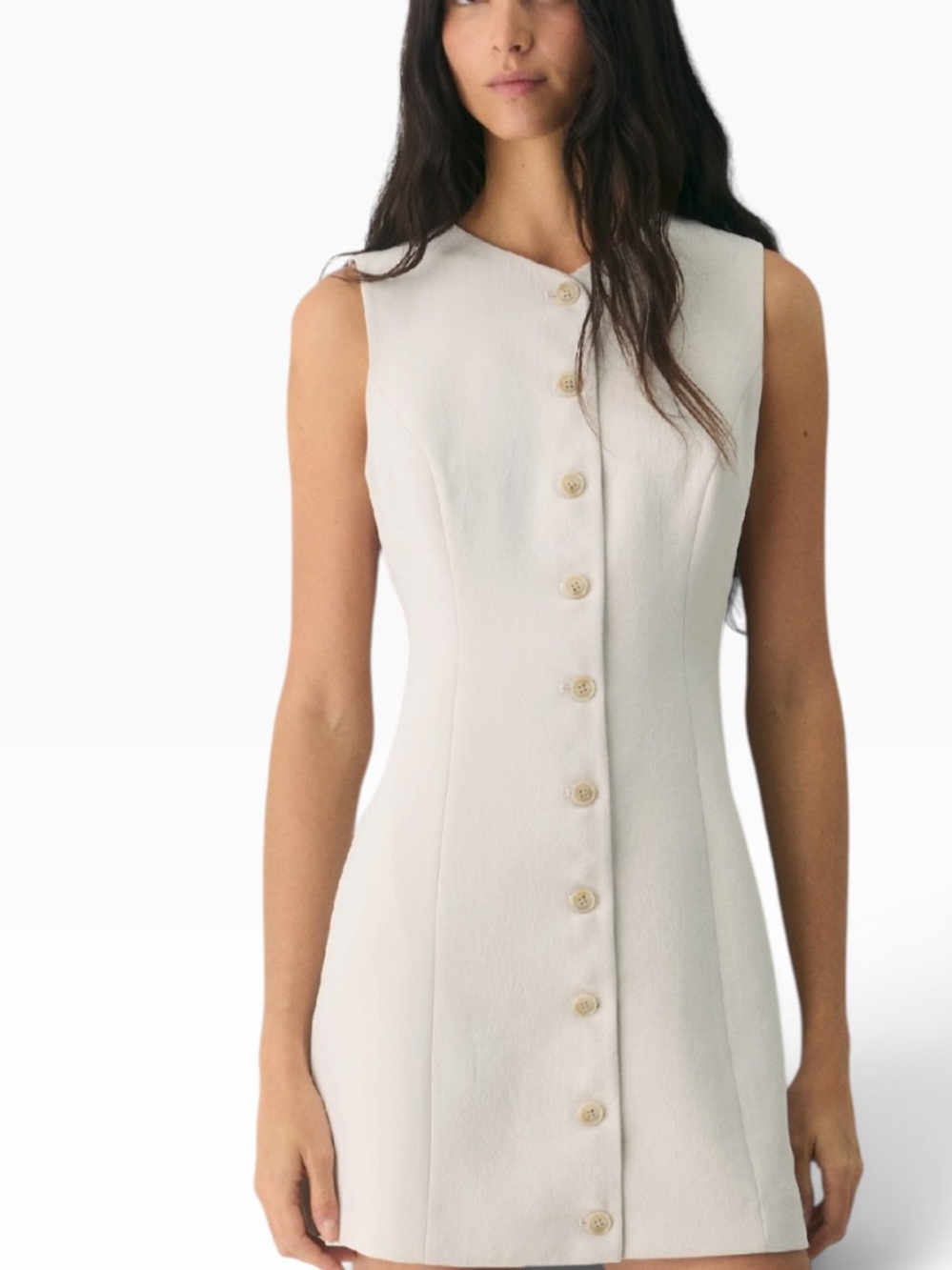 ARITZIA Wilfred Regal Button Front Dress Size 10 in Metropolis Beige - Picture 3 of 16